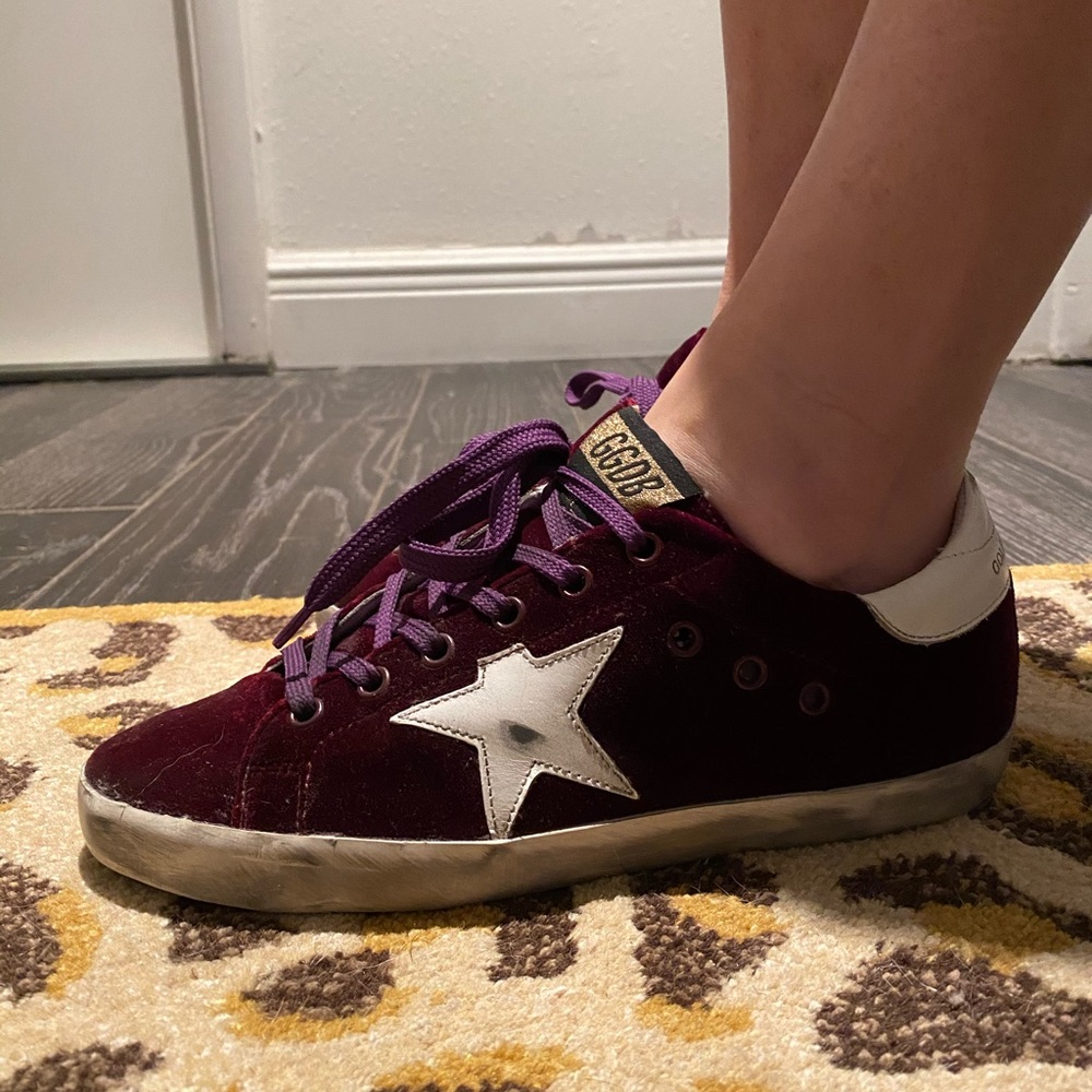 Golden Goose Burgundy/Purple Velvet Sneakers